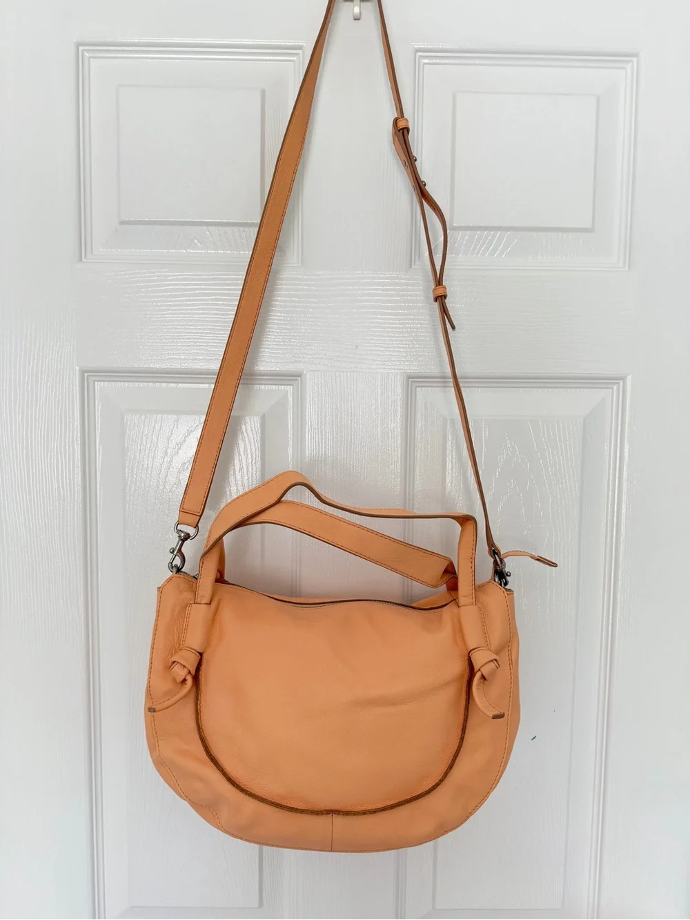 Lucky Brand Genuine Leather Peach Hobo Shoulder Crossbody Bag